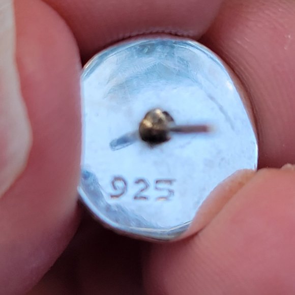 Sterling Silver Button Earrings - Picture 5 of 6